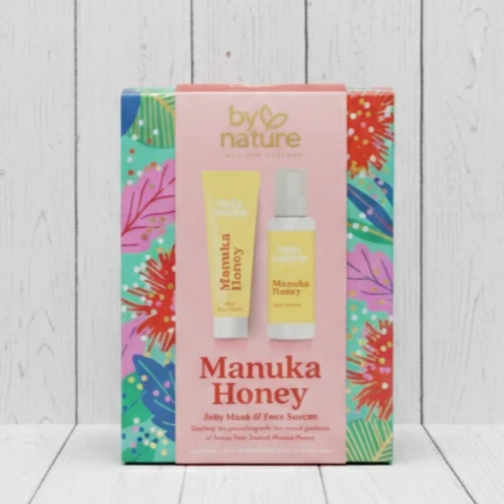 By Nature Manuka Honey Soothing Duo Jelly Mask and Face Serum Set, New in Box